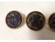 6 old gold metal flower embroidery buttons 19th century