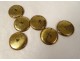 6 old gold metal flower embroidery buttons 19th century