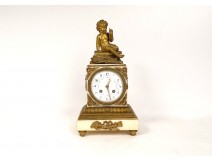 Louis XVI terminal clock white marble gilded bronze Love cherub Cupid 19th century