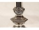 Pair of Regency candlesticks silvered bronze shells 18th century