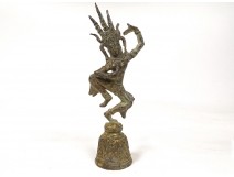 Clochette bouddhiste bronze danseuse Apsara Kmer Cambodge Thaïlande XIXème