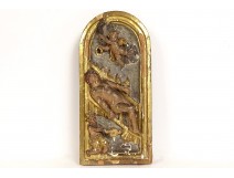 Sculpture porte tabernacle Saint-Laurent gril bois polychrome XVIIè siècle