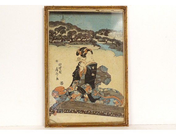 Estampe Japonaise Ukiyo-e Ancienne - Triptyque Samouraï Katana Par Toyokuni - Œuvre Originale
