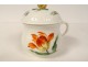 14 pots à crème porcelaine Meissen Allemagne fleurs pivoines bleuets XIXème