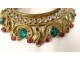 Paire cadres porte-reliquaires laiton doré strass cabochons XIXème siècle