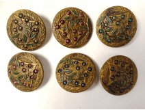 16 boutons anciens métal fleurs étoiles collection fin XIXème siècle