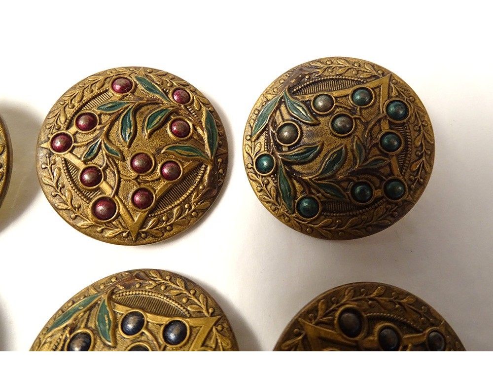 Lot De 6 Boutons Vintage En Métal Doré - Ø 2,7 Cm - Incurvés - Réf 2564 - Occasion