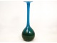 Molten glass vase blue green, signed OJ Lake Ekenas Sweden * twentieth