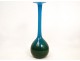 Molten glass vase blue green, signed OJ Lake Ekenas Sweden * twentieth