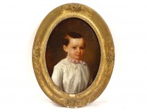 HSP painting Hippolyte Coté portrait young boy child golden frame 19th century