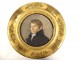 Miniature peinte portrait homme notable cadre rond doré monogramme XIXème