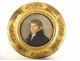 Miniature peinte portrait homme notable cadre rond doré monogramme XIXème