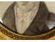 Miniature dessin portrait homme notable cadre rond doré fleurs XIXè siècle