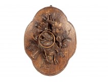 Hunting trophy sculpture Black Forest hare woodcock horn oak 19th century