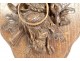 Sculpture trophée de chasse Black Forest lièvre bécasse cor chêne XIXème