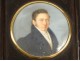 Miniature peinte portrait homme notable redingote cadre palissandre XIXème