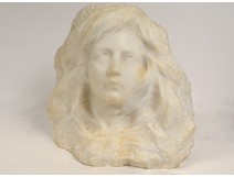 Sculpture tête jeune femme marbre Carrare G. Verona Art Nouveau XIXè siècle