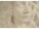 Sculpture of a young woman&#39;s head in Carrara marble by G. Verona, Art Nouveau, 19th century