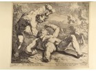 Gravure signée Jan Muller Caïn tuant Abel d'ap. Van Haarlem Hollande XVIème