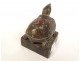 Cachet chinois sceau de nom trois tortues Feng shui plomb polychrome XIXè