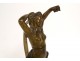 Sculpture bronze femme nue croissant lune Nuit déesse Diane signée XIXème