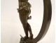 Sculpture bronze femme nue croissant lune Nuit déesse Diane signée XIXème