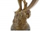 Sculpture bronze femme nue croissant lune Nuit déesse Diane signée XIXème
