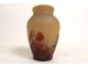 Petit vase balustre pâte de verre Emile Gallé fleurs lis Art Nouveau XIXème