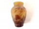 Petit vase balustre pâte de verre Emile Gallé fleurs lis Art Nouveau XIXème