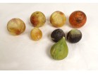 Ensemble 8 fruits marbre Carrare polychrome pommes figues abricot XIXème