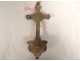 Bénitier d'applique argent massif Minerve Christ crucifix angelots XIXème