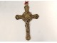 Croix pectorale prélatice argent massif Minerve Christ crucifix 24,67gr 19è