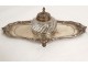 Solid silver Minerva inkwell, silversmith Flamant &amp; Fils, crystal shells, 19th century