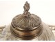 Solid silver Minerva inkwell, silversmith Flamant &amp; Fils, crystal shells, 19th century