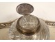 Solid silver Minerva inkwell, silversmith Flamant &amp; Fils, crystal shells, 19th century