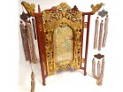 Lanterne chinoise maison close bois sculpté doré dragons estampes fin XIXè