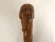 Canne ancienne bois sculpté têtes personnages grotesques Art Populaire XIXè