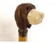 Pommeau de canne tête chien épagneul bois sculpté ivoire XIXème siècle