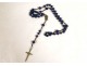 Chapelet grains lapi-lazuli métal argenté croix Christ crucifix XIXè siècle