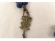 Chapelet grains lapi-lazuli métal argenté croix Christ crucifix XIXè siècle