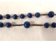 Chapelet grains lapi-lazuli métal argenté croix Christ crucifix XIXè siècle