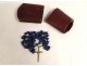 Chapelet grains lapi-lazuli métal argenté croix Christ crucifix XIXè siècle