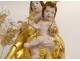 Virgin of Marseille Santibelli terracotta Child Jesus cherubs globe 19th century