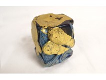 Compression sculpture paperweight Jean-Claude Novaro glass gold leaf