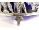 Beurrier coupe à anses argent massif Minerve cristal angelots fleurs XIXème