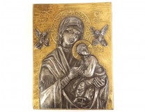 Icône orthodoxe grecque Vierge Enfant Notre Dame Perpétuel Secours XIXème