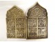 Diptych icon travel Russian Orthodox bronze episodes from the life of Christ 17th