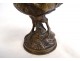 Bronze sculpture Arson hen chick basket Eggs Animal fresh 19th century