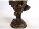 Bronze sculpture Arson hen chick basket Eggs Animal fresh 19th century