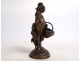 Sculpture bronze Arson poule poussin panier Oeufs Frais animalier XIXème